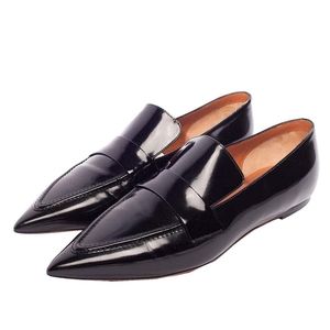 Celine Pointed Black Vernis Loafers